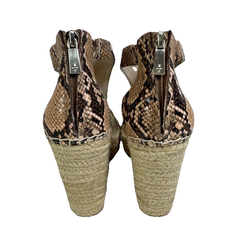 KENNETH COLE Olivia T Strap Sandals Wedge Snakeskin Vegan‎ Espadrille 9 - Picture 4 of 10